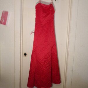Let's Fashion USA Embellished Red/White Maxi Formal Dress Sz M